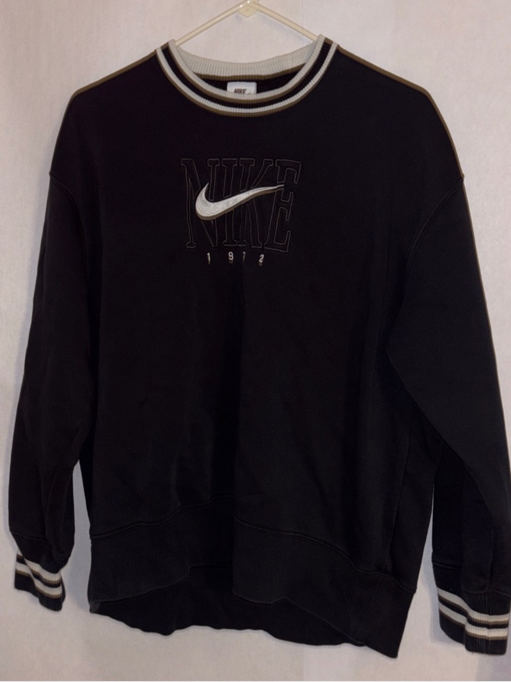 Nike Black Crewneck with White Stripe Logo